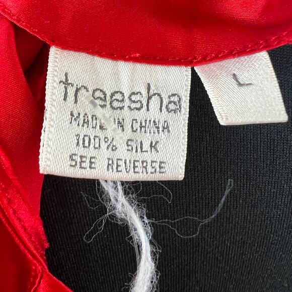 Vintage TREESHA Vibrant Red Silk BodySuit Womens Classic Teddi Tank L Large NEW - Picture 9 of 11